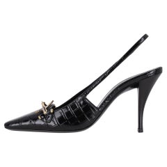 Saint Laurent Krokodilgeprägte Leder Slingback Tom Pumps