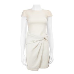 Emilio Pucci Cremefarbenes Bodycon-Kleid aus Wolle mit Schleife Detail Größe XS