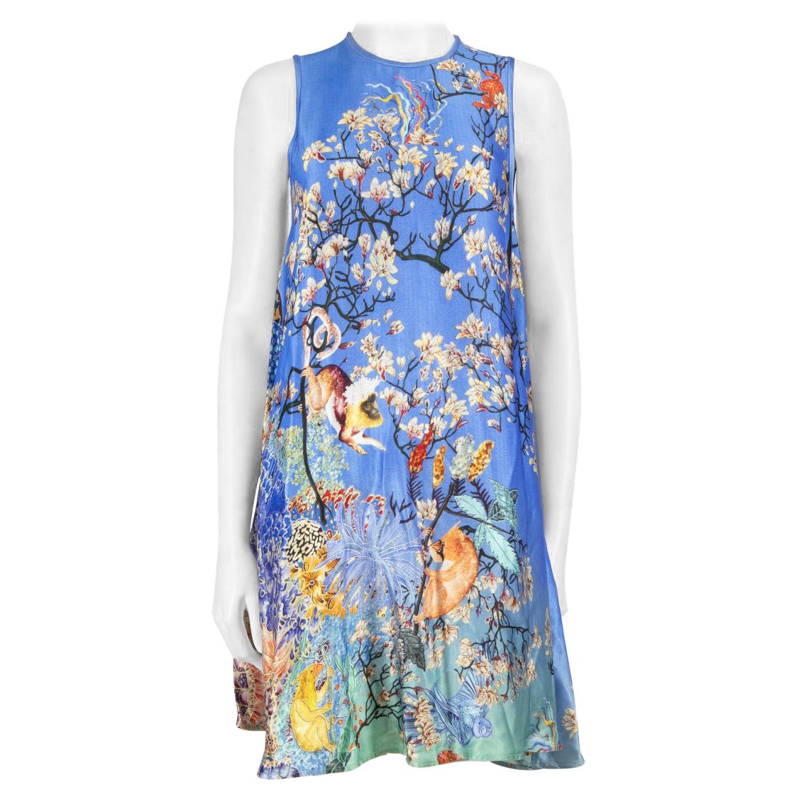 Mary Katrantzou Blue Floral & Animal Print Dress Taille S