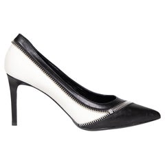 Saint Laurent Pumps con zip in pelle bianca e nera misura IT 37,5