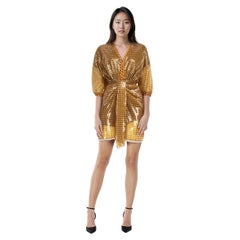 Fendi - Vestito increspato con paillettes a scacchi marrone - taglia S