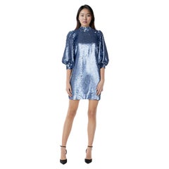 Ganni - Vestito in tulle con paillettes blu - taglia M.
