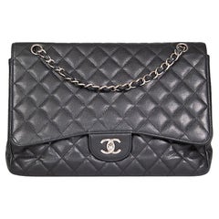 Chanel '09-'10 Borsa Maxi Classic Leather in Caviale Nero con Flap