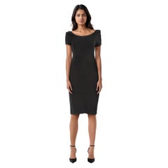 Valentino Garavani Black Frill Trim Bodycon Dress Size XS