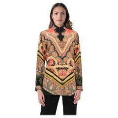 Etro Abstract Pattern Silk Long Sleeve Blouse Size S