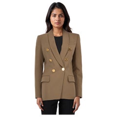 Balmain blazer croisé en laine kaki, taille S