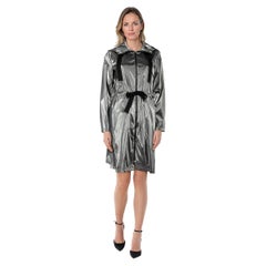 Carolina Herrera Silber Metallic Regenmantel mit Kapuze Größe XS