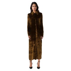Jil Sander Khaki Velvet Maxi Shirt Dress Size L