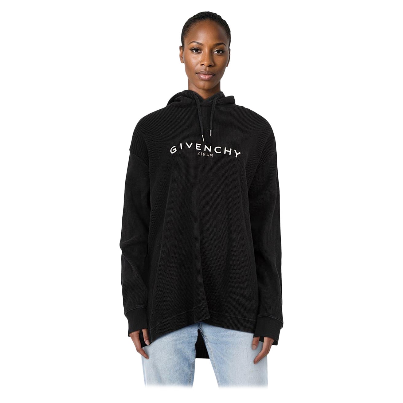 Givenchy - Felpa con cappuccio con logo invertito oversize nero - taglia S