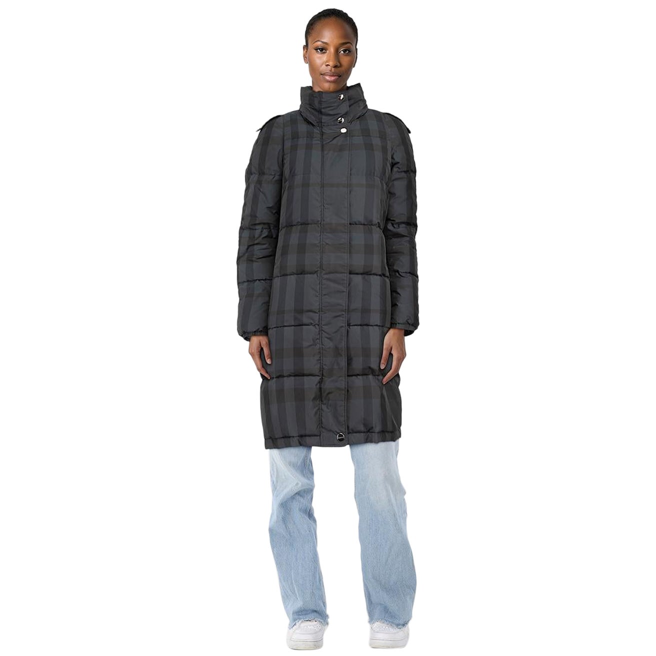 Burberry Cappotto lungo a quadri Nova Grigio taglia M.