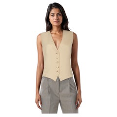 Nili Lotan Beige Wool Button Down Vest Size L