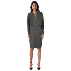 Stella McCartney Vestido gris de manga larga y cuello en V Talla S
