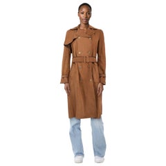 Bottega Veneta Brown Nubuck Leather Trench Coat Size M