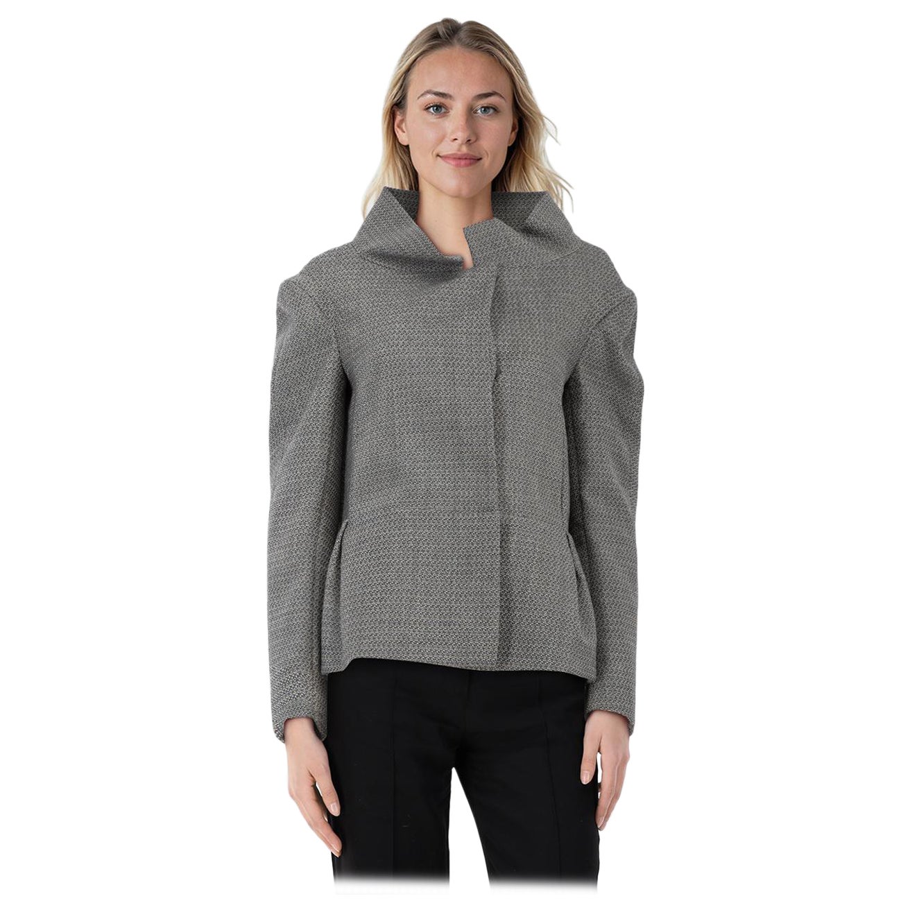 Blazer grigio in lana di Marni con maniche lunghe e orlo plissettato taglia S