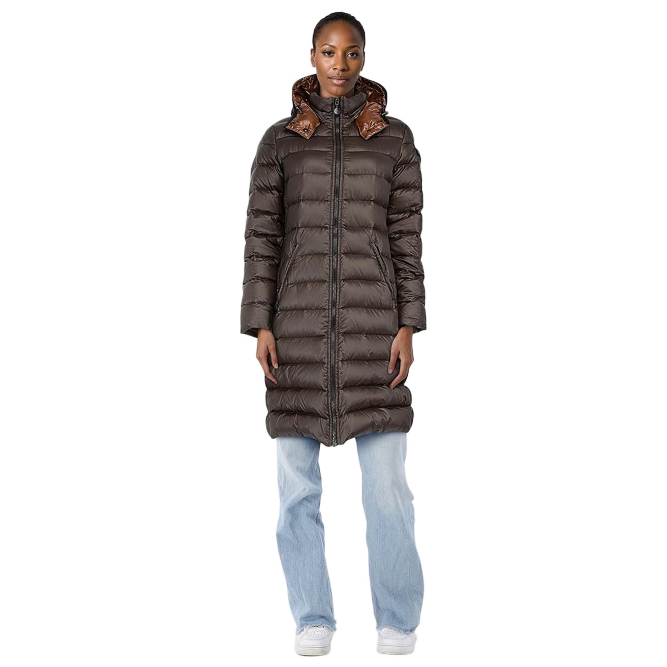 Moncler Cappotto trapuntato marrone Taglia M.