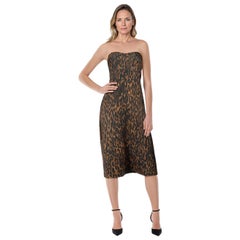 Halston Heritage Leopard Print Strapless Dress Size XS