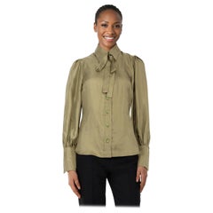 Zimmermann Khaki Silk Neck Tie Blouse Size S