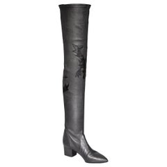 Chanel Black Leather Cowboy Detail High Boots Size IT 39.5