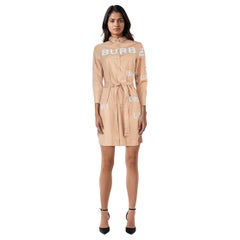 Burberry, abito beige con stampa logo al ginocchio, taglia XS