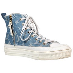 Louis Vuitton Blue Denim Stellar High Top Trainers Size IT 39.5