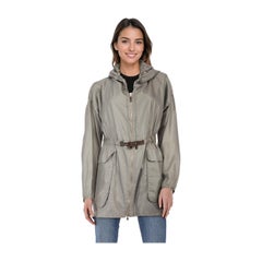 Brunello Cucinelli Graue Jacke mit Kapuze und Kordelzug und Kordelzug Größe M