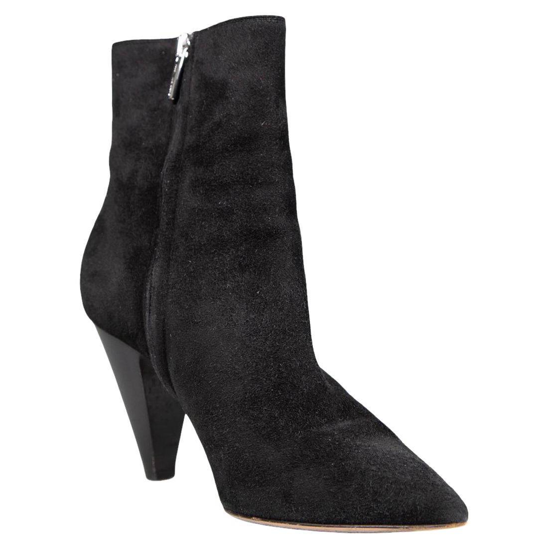 Gianvito Rossi Black Heeled Suede Ankle Boots Size IT 38.5