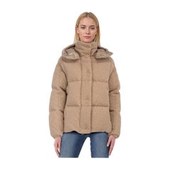 Moncler Beige Paranas Metallic Piumino con Cappuccio Taglia S