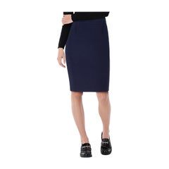 Roland Mouret Navy Wool Zip Pencil Skirt Size S