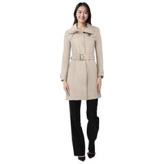 Burberry Manteau ceinturé croisé en laine beige, taille XXS
