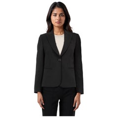 Max Mara Blazer negro de un solo pecho y botones de lana Talla S