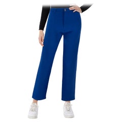 Pantaloni a gamba larga in lana blu di Balenciaga taglia XXL