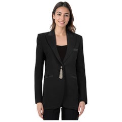Paco Rabanne Blazer negro de lana con detalle de borla Talla M