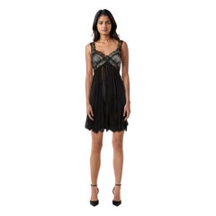 Dolce & Gabbana Schwarz Seide schiere Spitze trimmen Kleid Größe XS