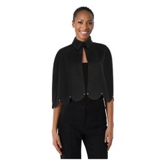Valentino Garavani Black Wool Studded Cape Size XS