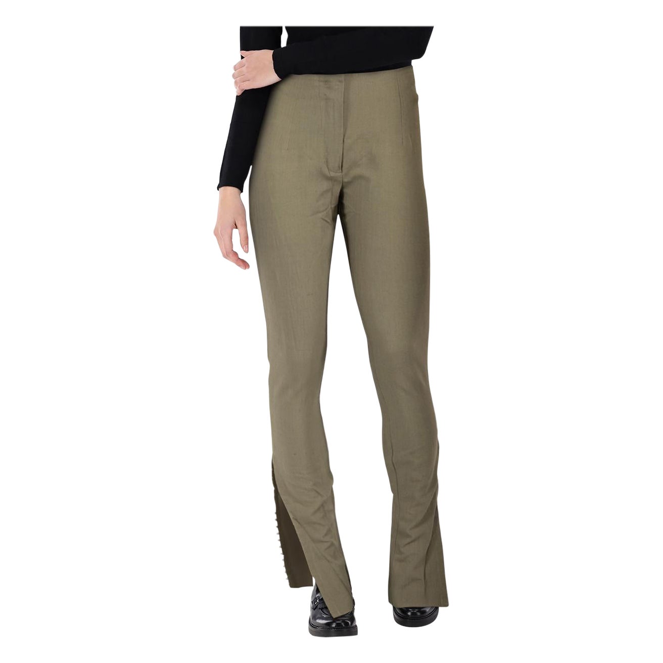 Jacquemus Pantalones caqui acampanados con dobladillo de gancho Talla S