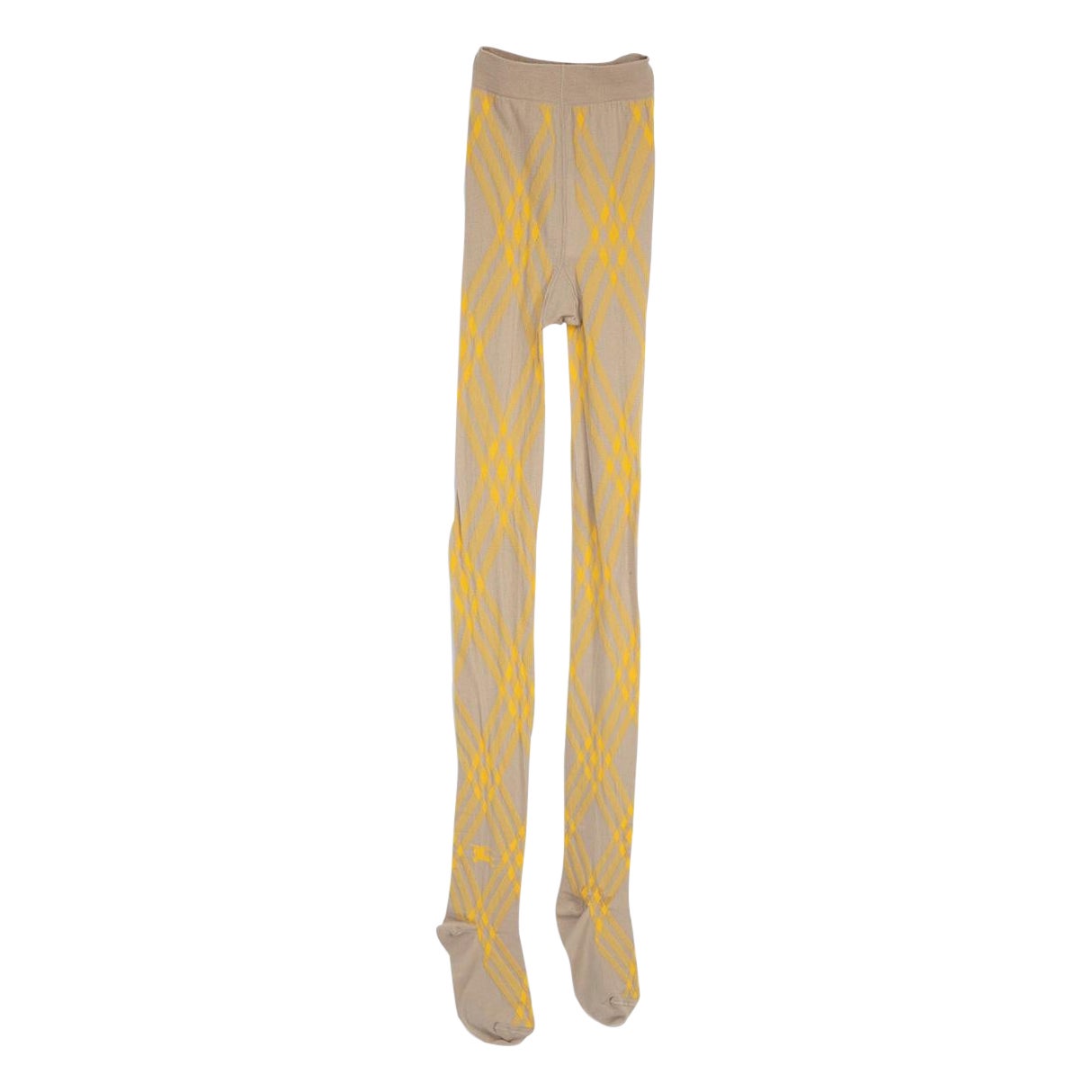 Burberry Collant con motivo tartan in lana giallo e beige taglia M.