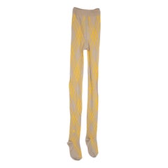 Burberry Collant con motivo tartan in lana giallo e beige taglia M.