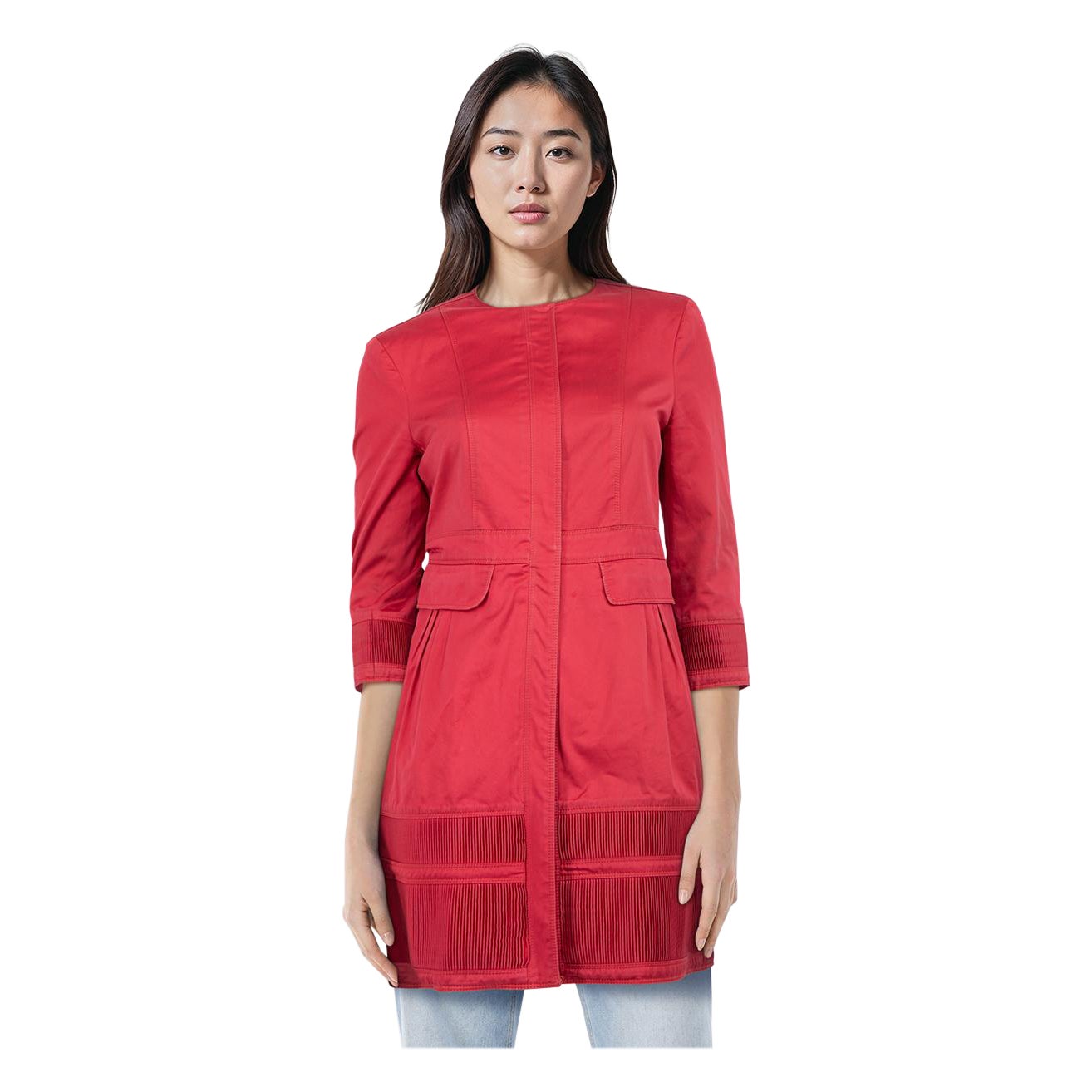 Burberry Pink Zip Up Mid Length Coat Size S
