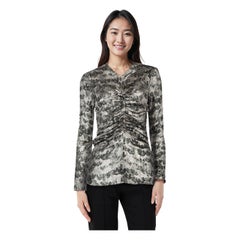 Isabel Marant Silver Silk Metallic Ruched Top Size M