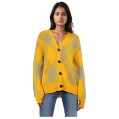 Burberry Argyle Jacquard Knit Wool Cardigan Size M