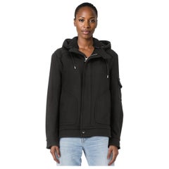Louis Vuitton Black Wool Shearling Hood Coat Size 4XL