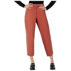 Isabel Marant Brick Red Tapered Crop Trousers Size XL