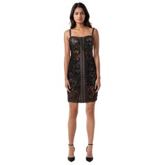 Dolce & Gabbana Vestido negro de encaje transparente Talla XS