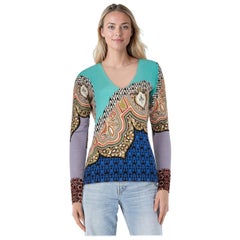 Etro - Top a maniche lunghe in seta con motivi astratti - taglia S