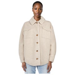 Maje Ecru Teddy Oversized Jacket Size S