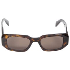 Prada Brown Tortoiseshell Rectangular Frame Sunglasses