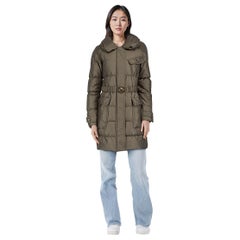 Burberry Green Quilted Mid Length Puffer Coat Taglia M.