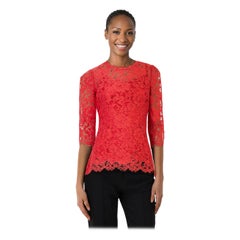 Dolce & Gabbana Red Lace Blouse with Slip Size XS