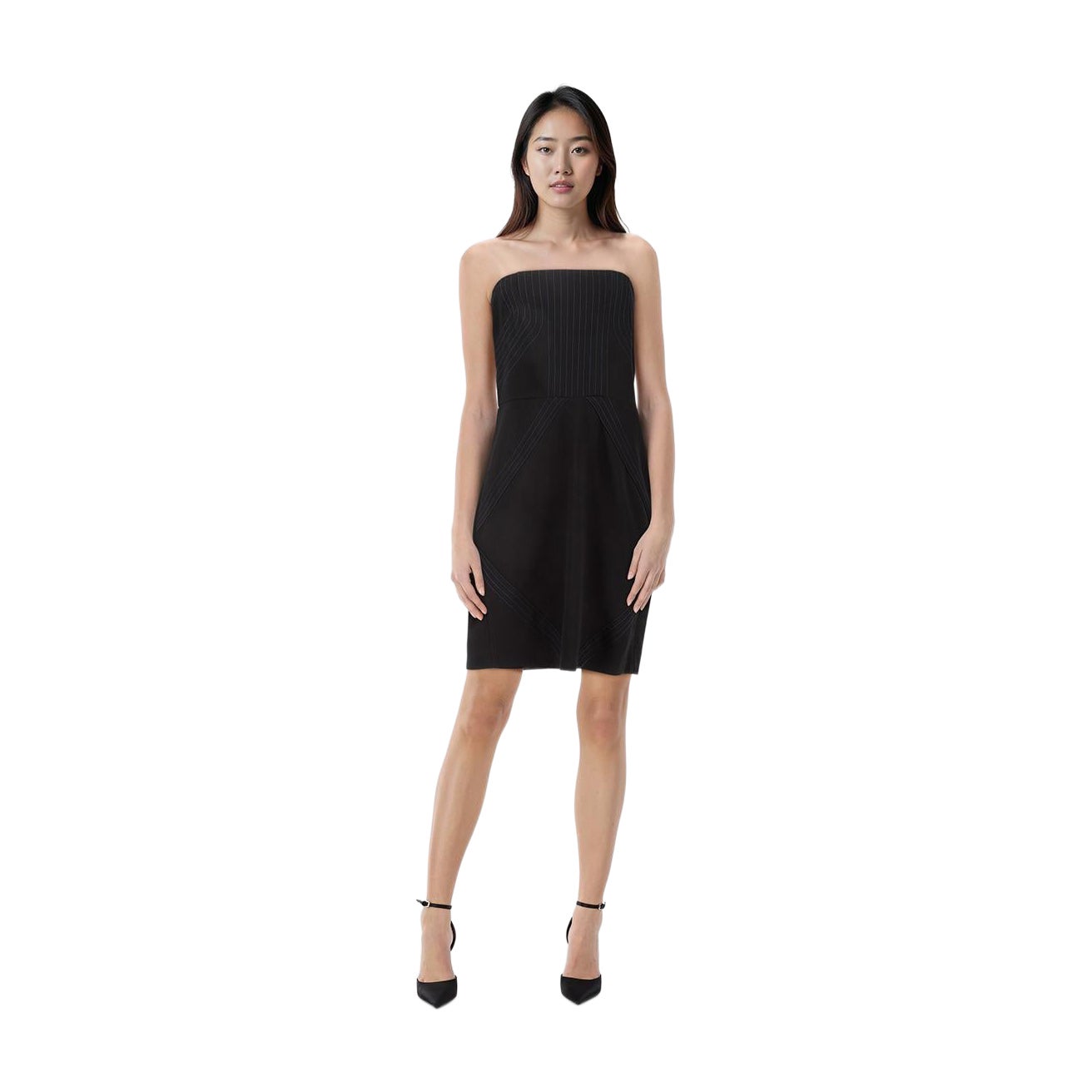 Sandro, robe bustier brodée à rayures noires, taille L