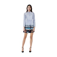 Maje Vestido camisero azul de manga larga con paneles Talla S